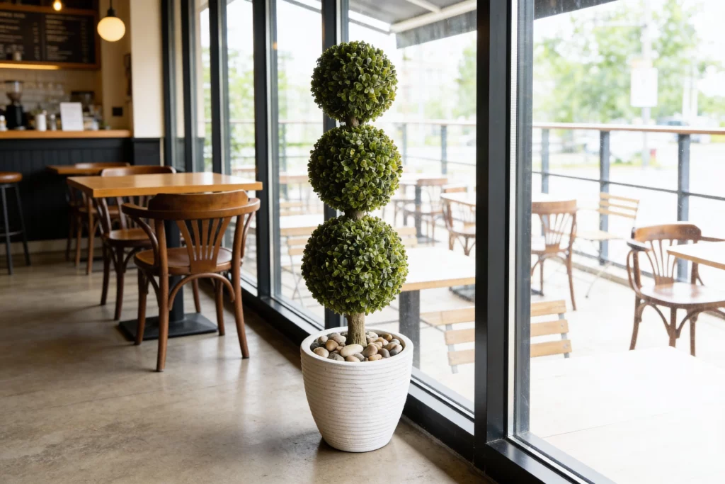 Restaurant with artificial greenery